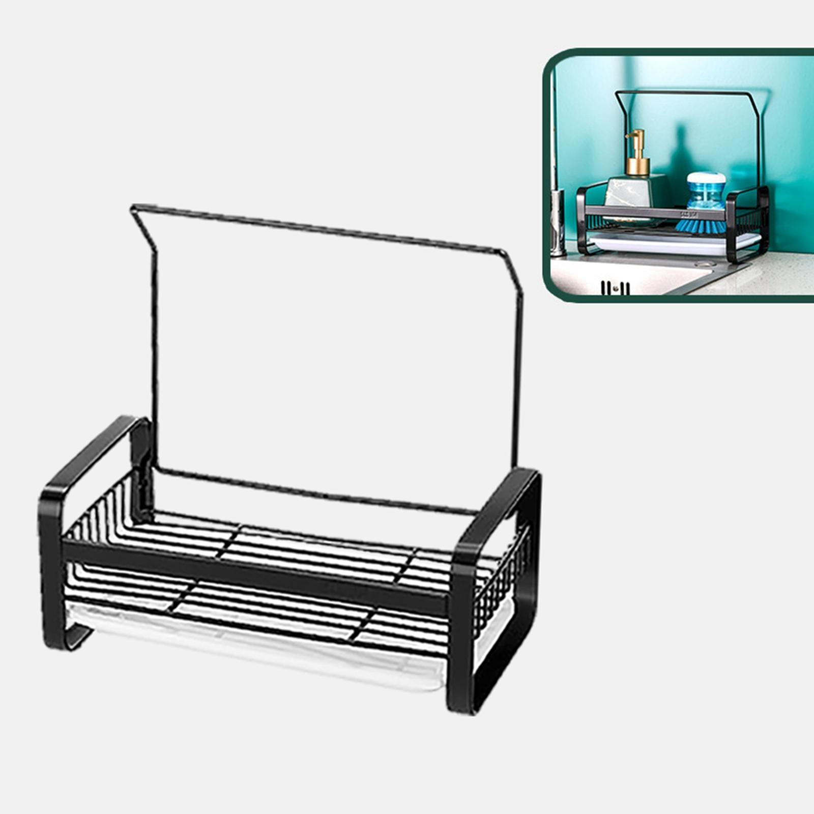 Sink Caddy Sponge Holder Dishcloth Holder with Drain Tray for Soap Bathroom