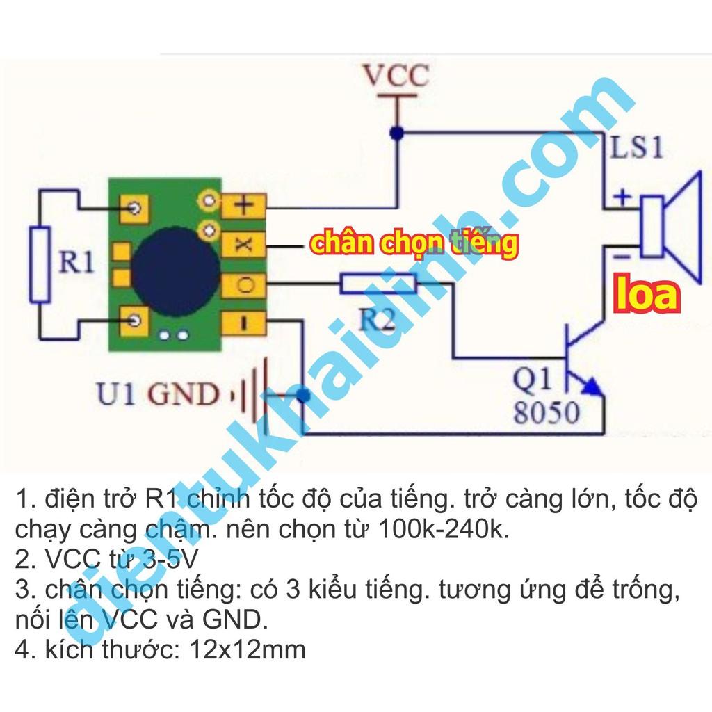 5 cái Module Phát Nhạc C002, còi cảnh sát, cứu thương, cứu hỏa áp 3-5V kde2144