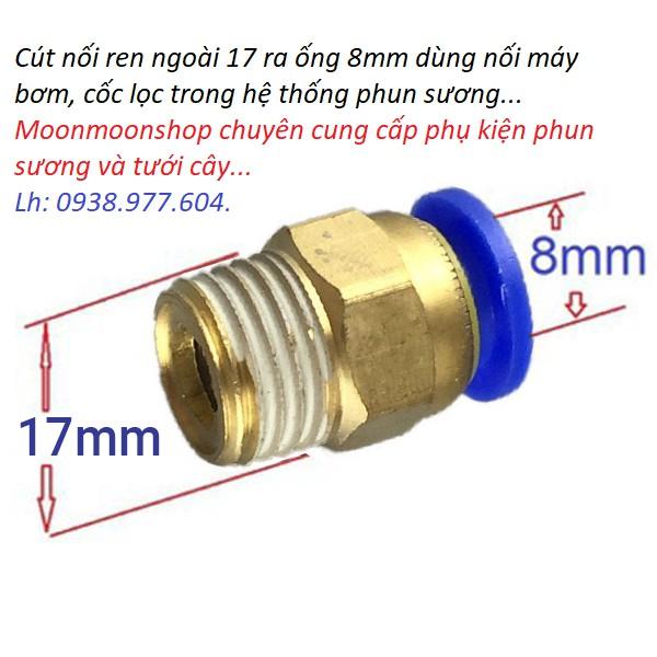 Béc, bơm phun sương, khóa nước dây phun sương 8 ly