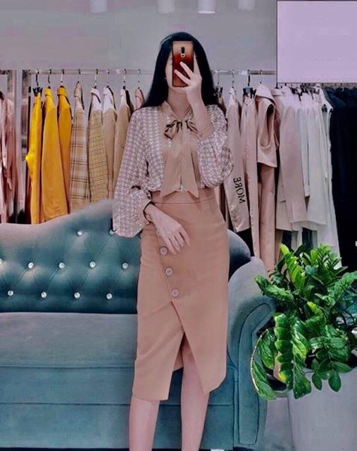 CHÂN VÁY XẺ TRƯỚC KHUY DỌC