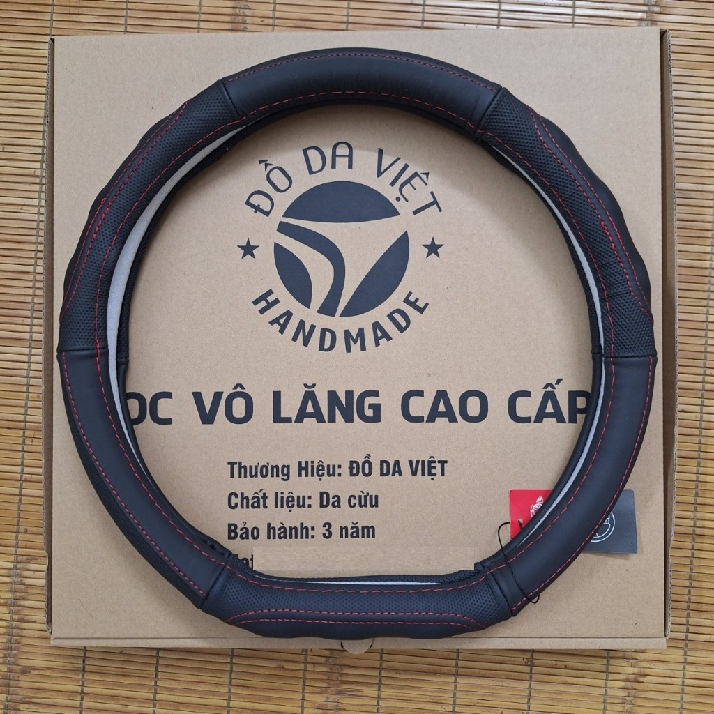 Bọc Vô Lăng VINFAST VF3, Bọc DCUT Size 36cm, Chất LIệu Da Cừu Thật 100%, Bảo hành 3 năm