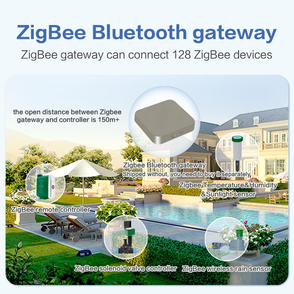 Tuya ZigBee Watering Timer Drip Irrigation Controller Automatic Garden Watering System APP Control Compatible with Amazon Alexa and Google Assistant for Voice Control