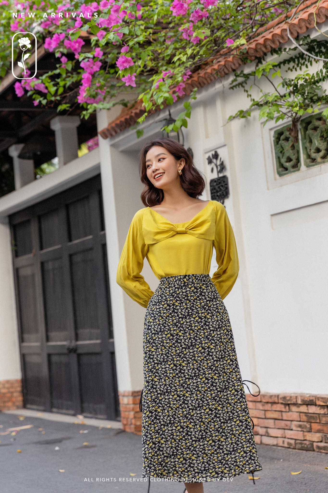 OLV Áo Áo Mustard Bowy Top