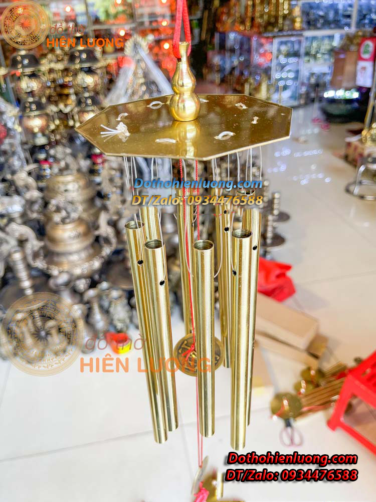 Chuông Gió Bát Quái 8 Ống Bằng Đồng Nguyên Chất Các Cỡ - Đồ Thờ Hiên Lượng