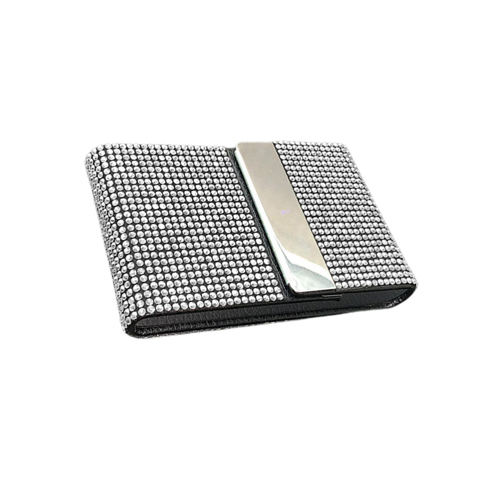 Minimalist ID Card Holder, Card Pocket Multifunctional Card Case with Rhinestones Document Organizer Wallet Pouch for ID Card Men