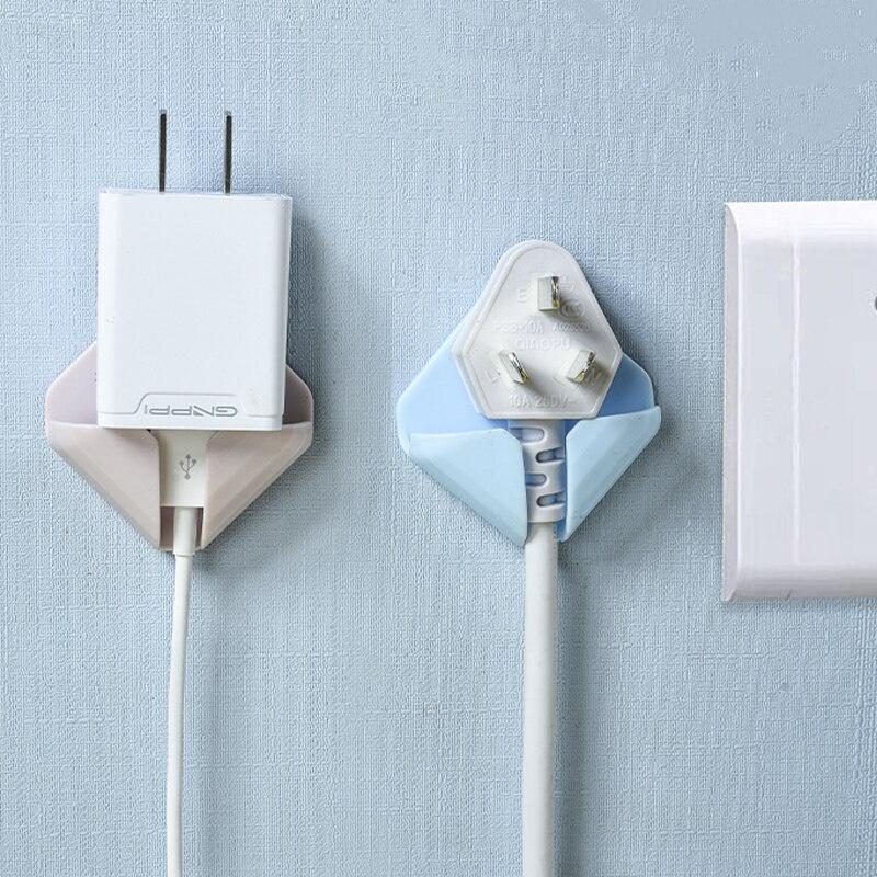 4Pcs Wall Storage Hook Power Plug Socket Hanger Holder Punch-free Transparent Strong Adhesive Hook Home Office Kitchen Bathroom