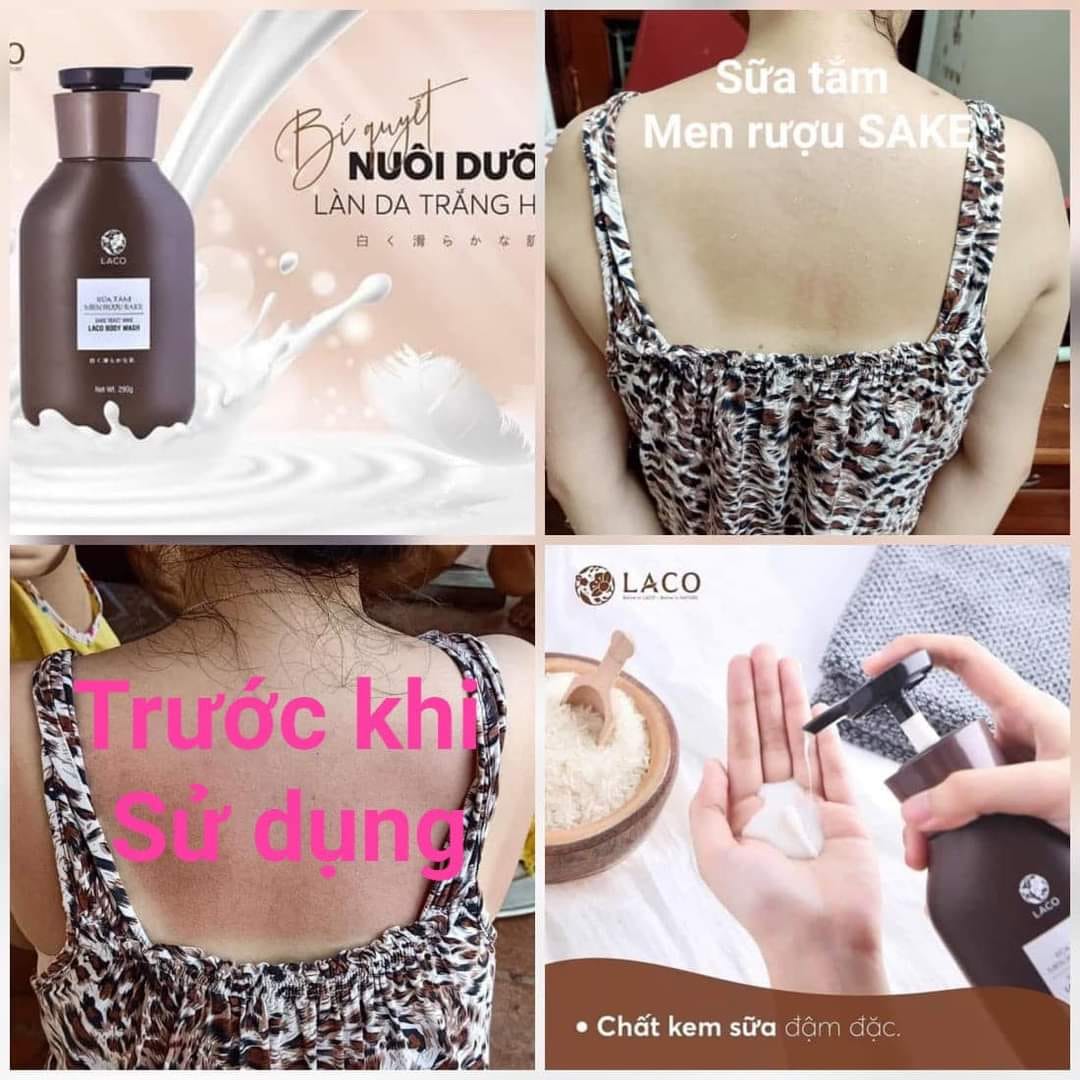 Sữa tắm trắng da LACO MEN RƯỢU SAKE CHÍNH HÃNG