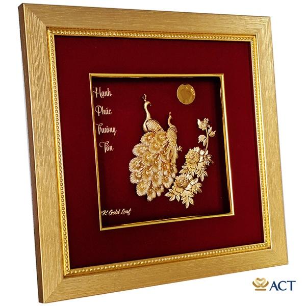Tranh công và hoa mẫu đơn 24x24 cm - Mẫu 3