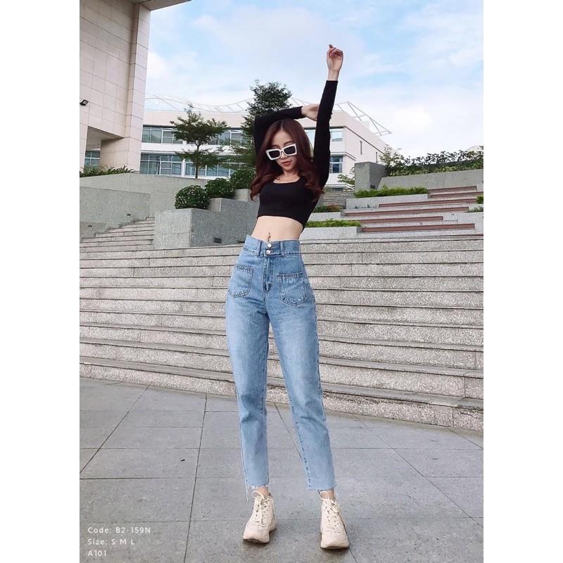 Quần bò baggy 2 khuyu