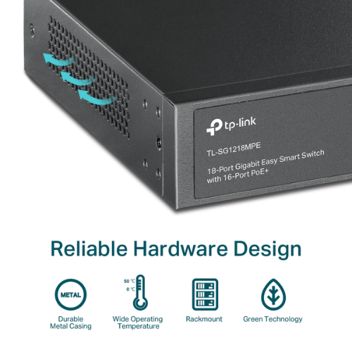 Switch TP-LINK TL-SG1218MPE | Switch Chia Mạng 18 Cổng Gigabit - 16 Cổng PoE+ 250W + Easy Smart - Hàng chính hãng
