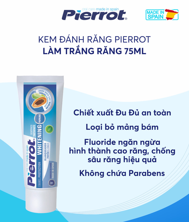 Bộ Đôi Trắng Răng Thơm Miệng PIERROT Kem Đánh Răng Làm Trắng 75ml Và Dụng Cụ Làm Sạch Lưỡi