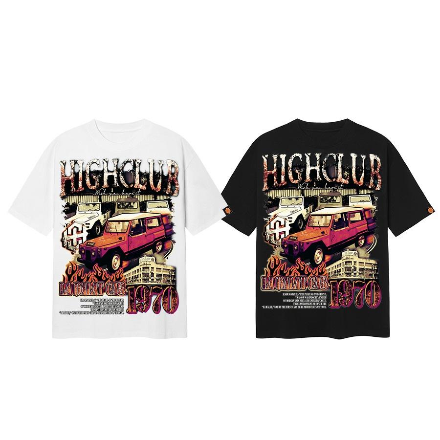 Áo Thun LA DALAT Tay Lỡ Unisex Nam/Nữ Đen/Trắng Cổ Tròn - HIGHCLUB