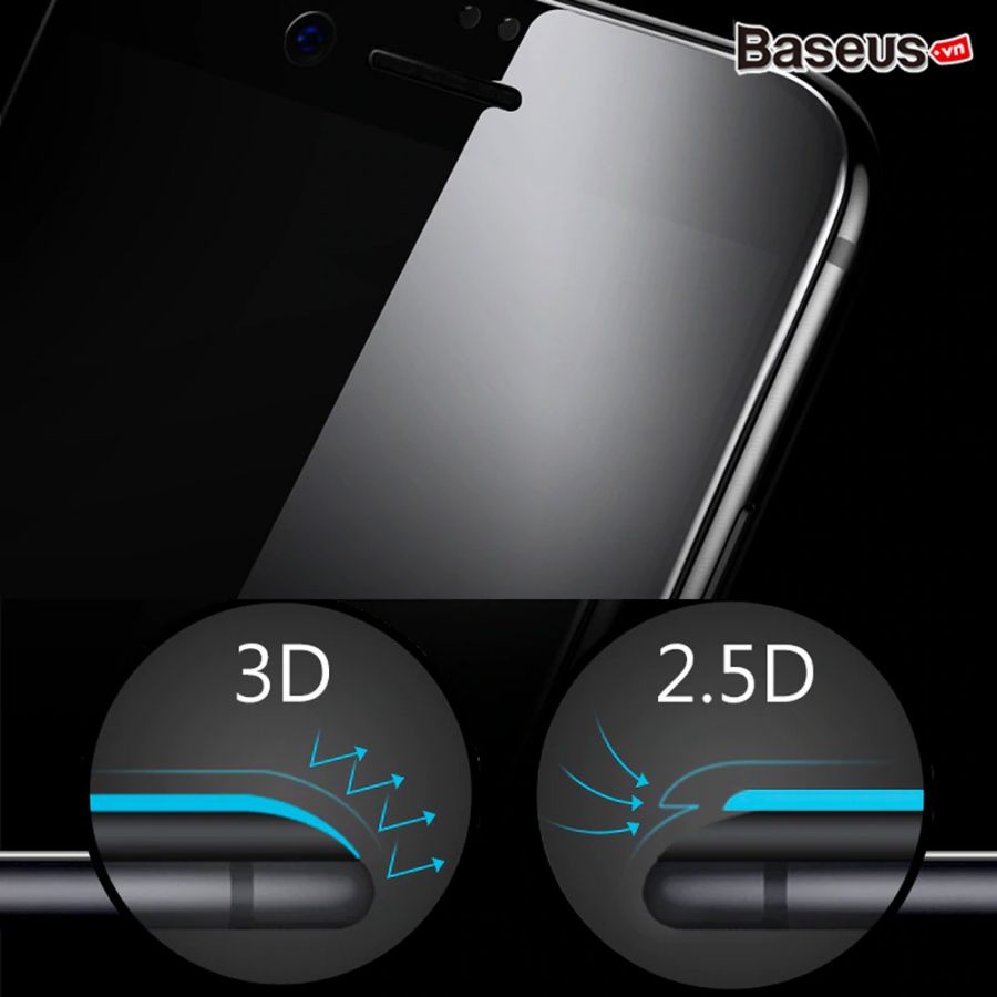 Miếng Dán Kính Cường Lực 3D Chống Trầy - Chống Nhìn Trộm Baseus Anti Spy - Break Edge Cho iPhone 7/ 8/ Plus (0.23mm, 3D Anti Peeping Tempered Glass Film) - Hàng Chính Hãng