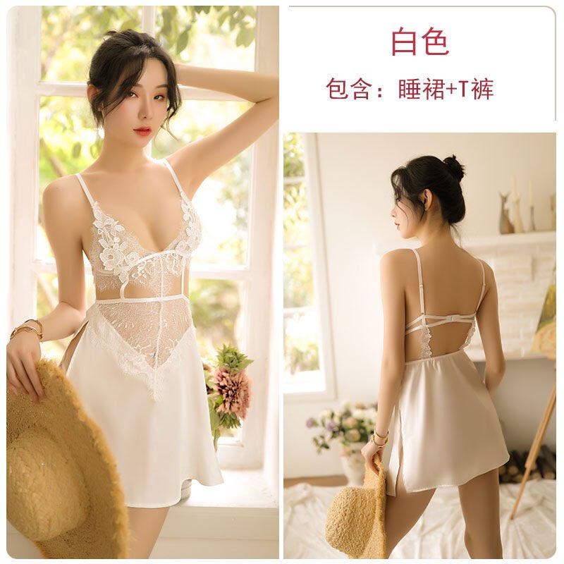 Váy ngủ lụa 2 dây phối ren mềm mại