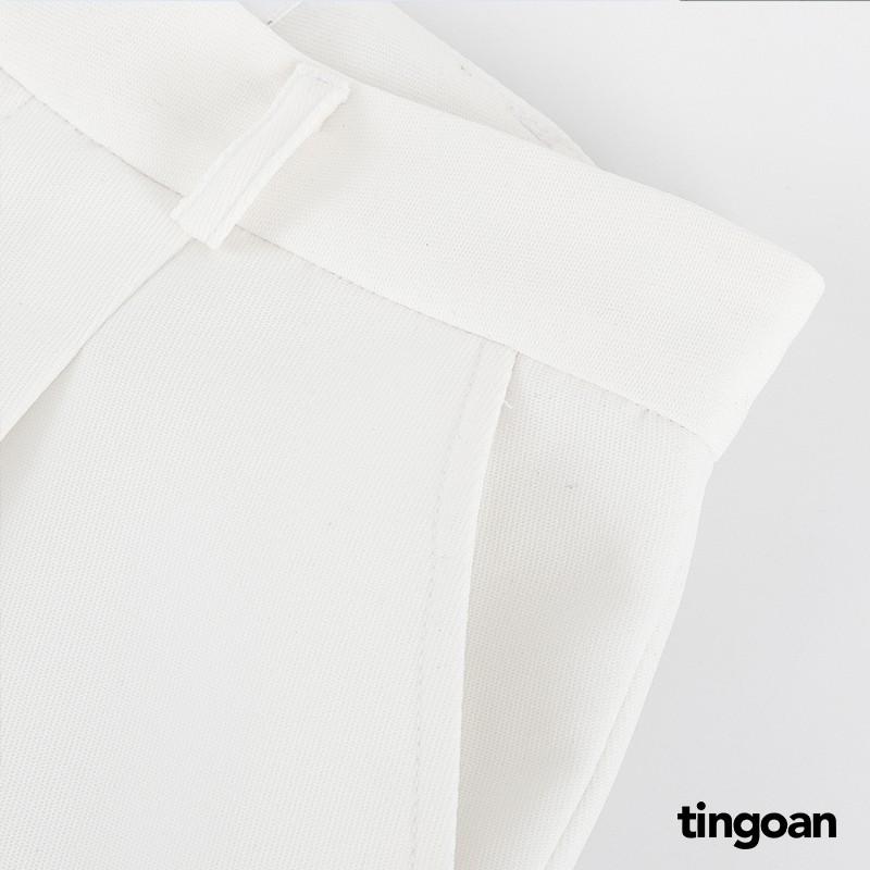 Quần short cạp cao chiết ly eo trắng tingoan JOCIE SHORT/WH