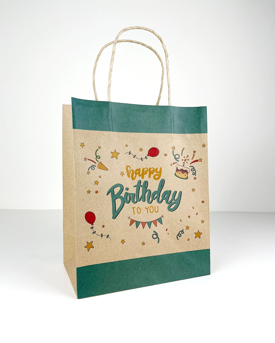 TÚI GIẤY KRAFT NÂU SINH NHẬT BIRTHDAY SBSN0006. COMBO 10 CÁI