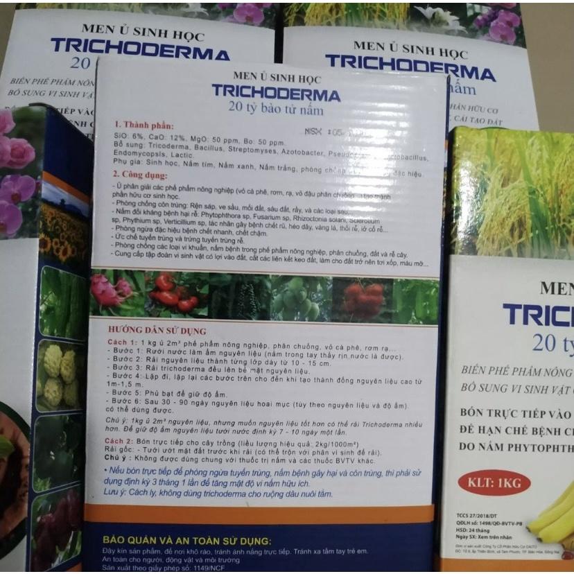Men ủ sinh học Trichoderma 20 tỷ bào tử nấm Hộp 1 kg phân giải hữu cơ, bổ sung vi sinh vật, Chuyên Dùng Ủ Phân hữu cơ