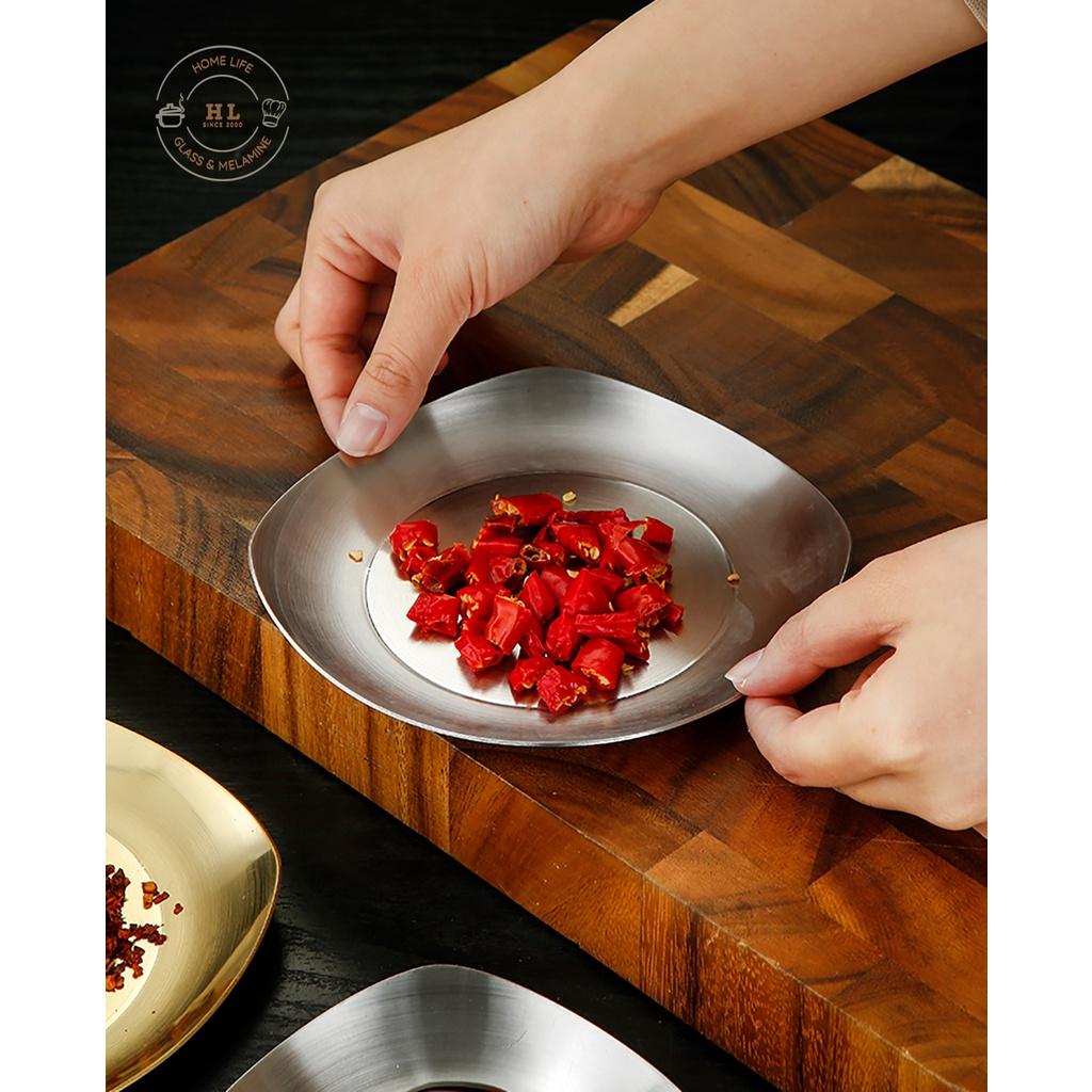 ĐĨA INOX VUÔNG VÀNG KHÔNG ĂN MÒN CAO CẤP | Khay inox chuyên dụng đựng gia vị, salat, đồ ăn vặt.... Hàn Quốc Dáng Vuông