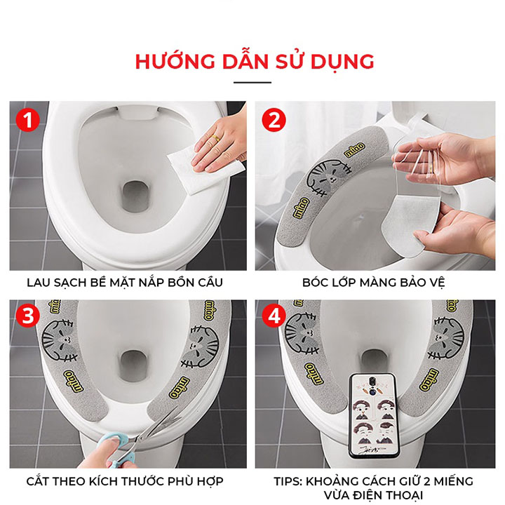 Tấm Phủ Bồn Cầu , Miếng Lót Dán Bồn Cầu Chống Lạnh Mùa Đông Hoạt Hình Dễ Thương