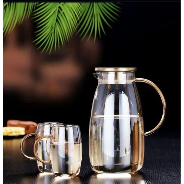 Bộ bình nước + 6 cốc thuỷ tinh đổi màu chịu nhiệt 1,8L cao cấp mẫu mới 2021_Màu ngẫu nhiên