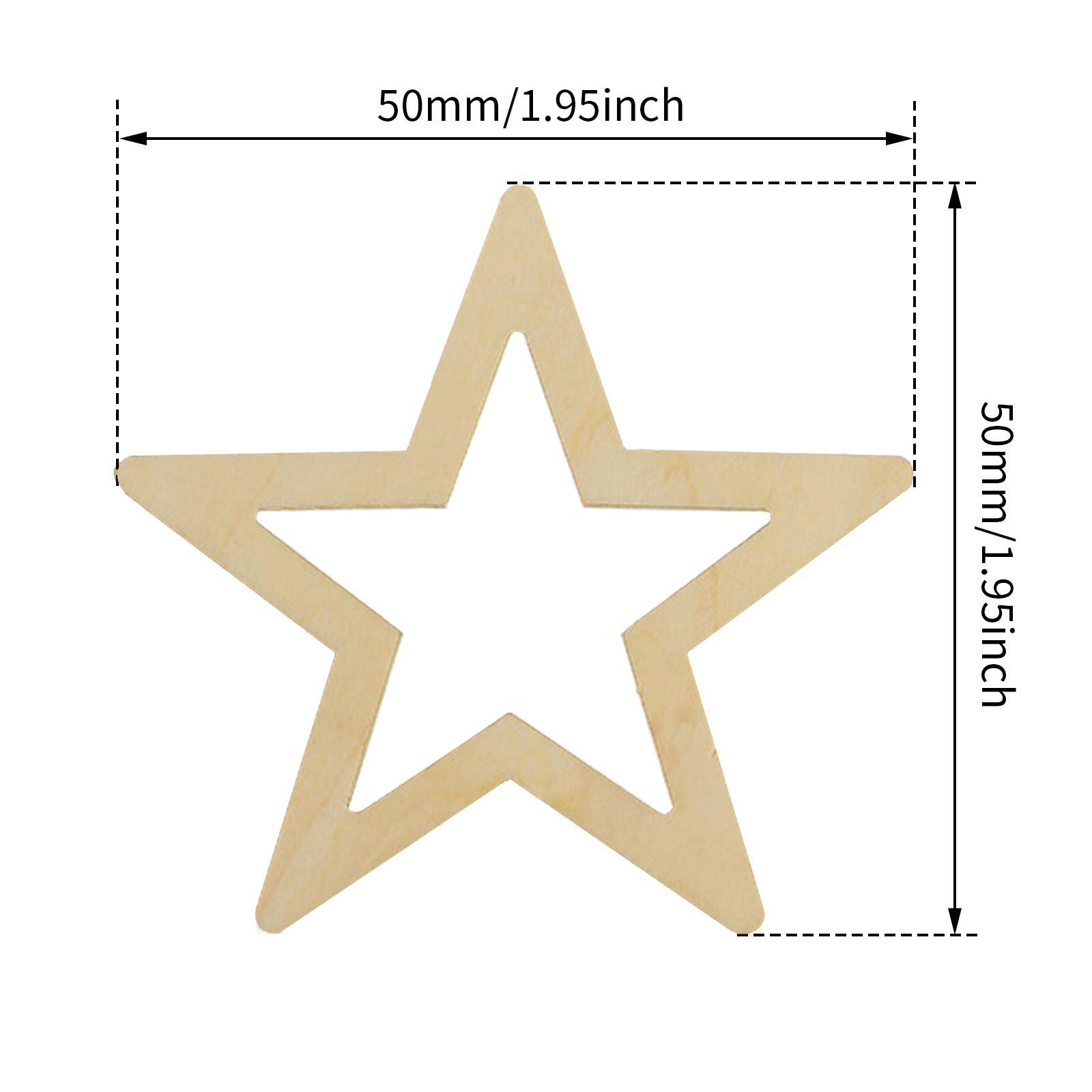 25pcs 50mm Unfinished Wooden Shape Star Embellishments for Scrapbook Craft