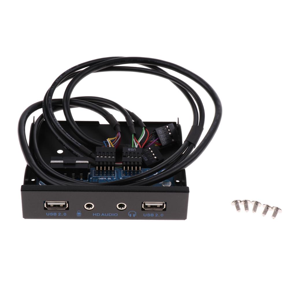 Motherboard 9 Pin to 2 Port USB2.0 Audio Front Panel Expansion Bracket Cable