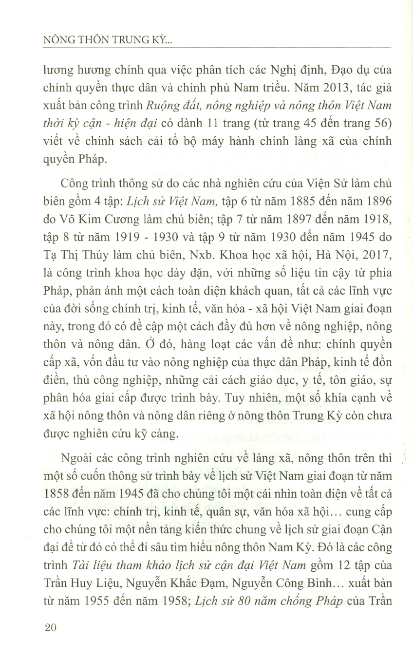 Nông Thôn Trung Kỳ Từ Năm 1858 Đến Năm 1945 (Sách Chuyên Khảo)