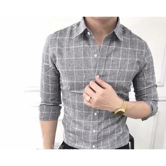 Áo sơ mi nam dài tay Vải Kẻ chất Đũi, Sơ mi nam vải dày dặn chống nhăn loại đẹp