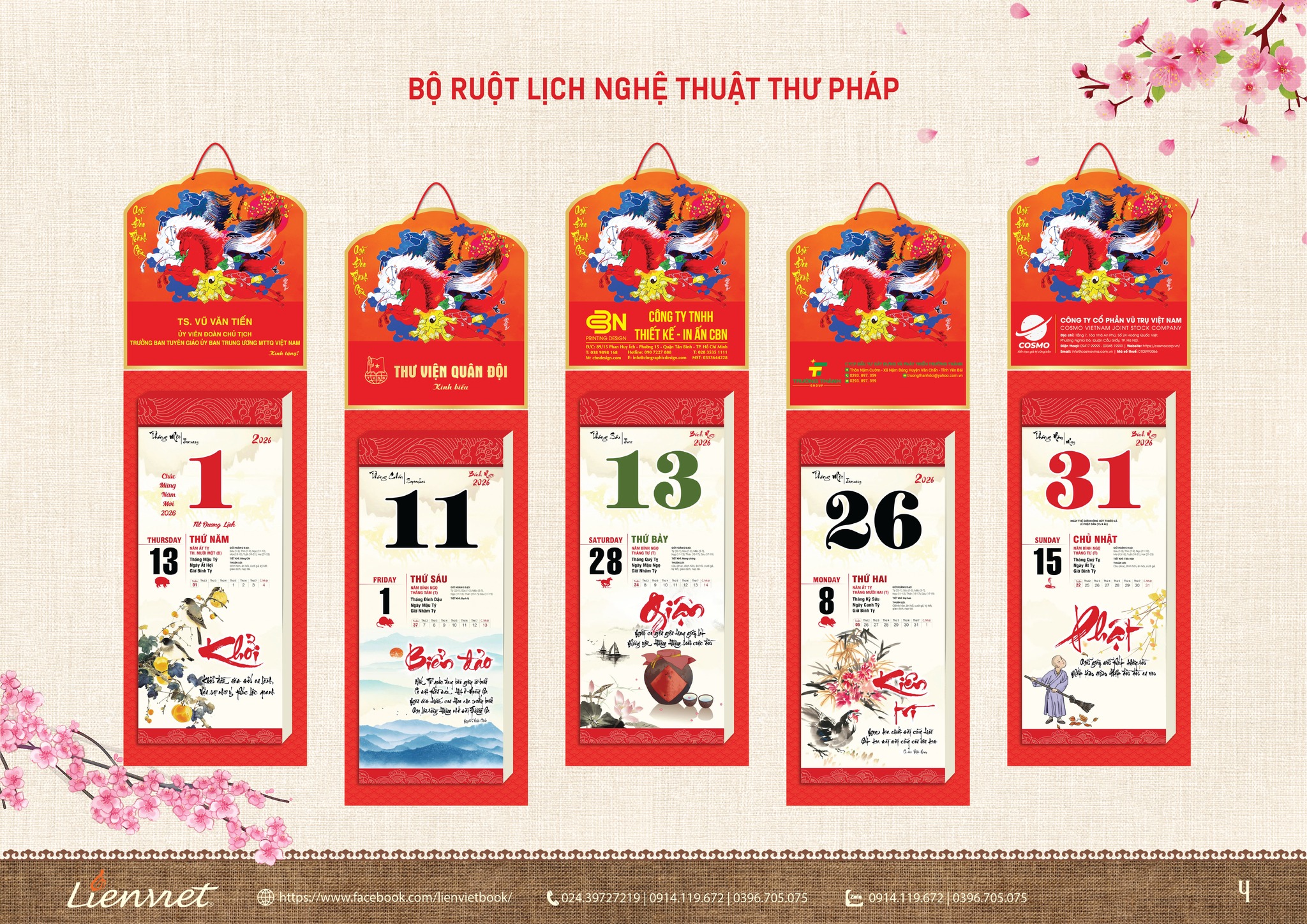 BỘ LỊCH NGHỆ THUẬT THƯ PHÁP LV 2026 – Liên Việt Books