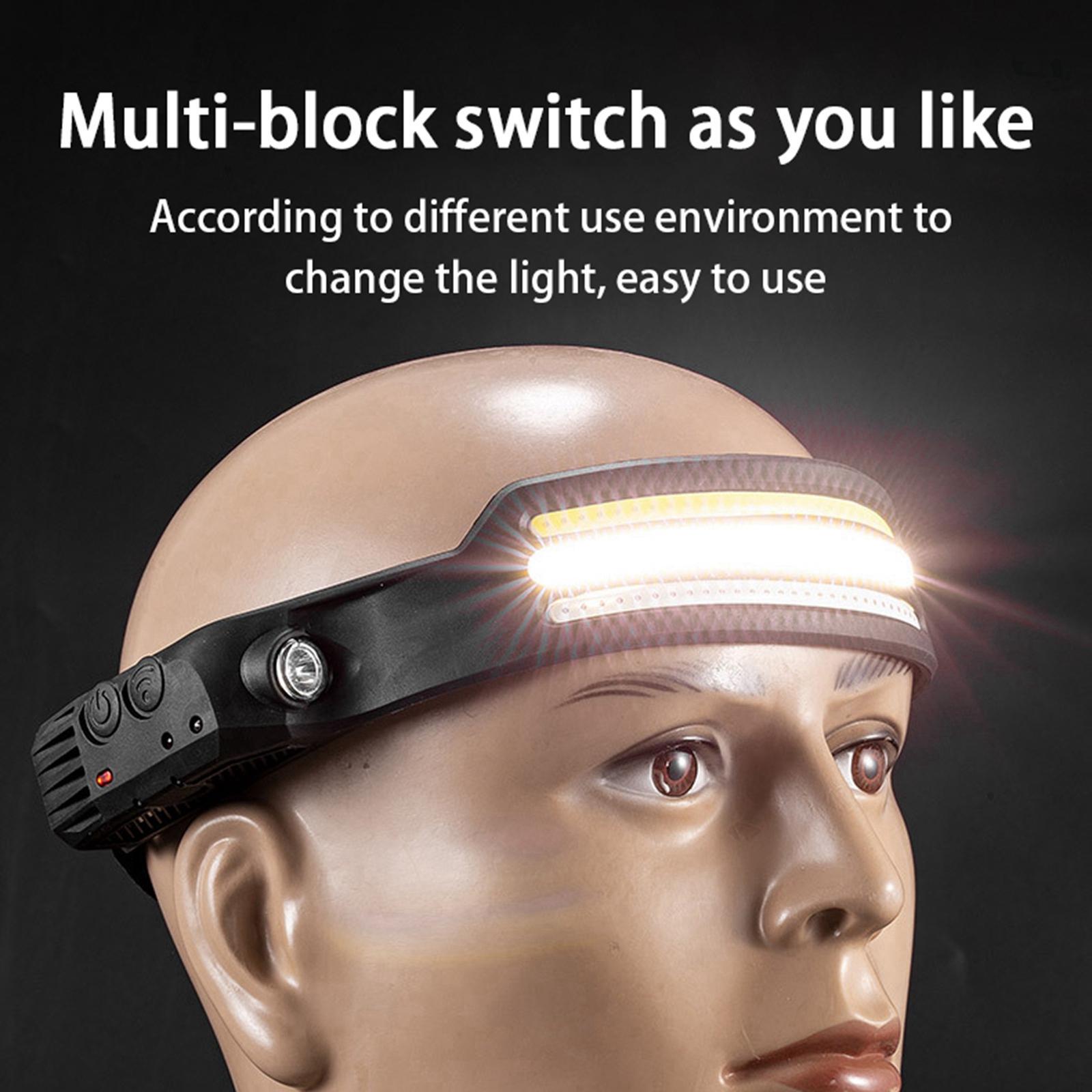 Waterproof LED Headlamp Broadbeam USB Flashlight for Running Jogging Climbing Emergency
