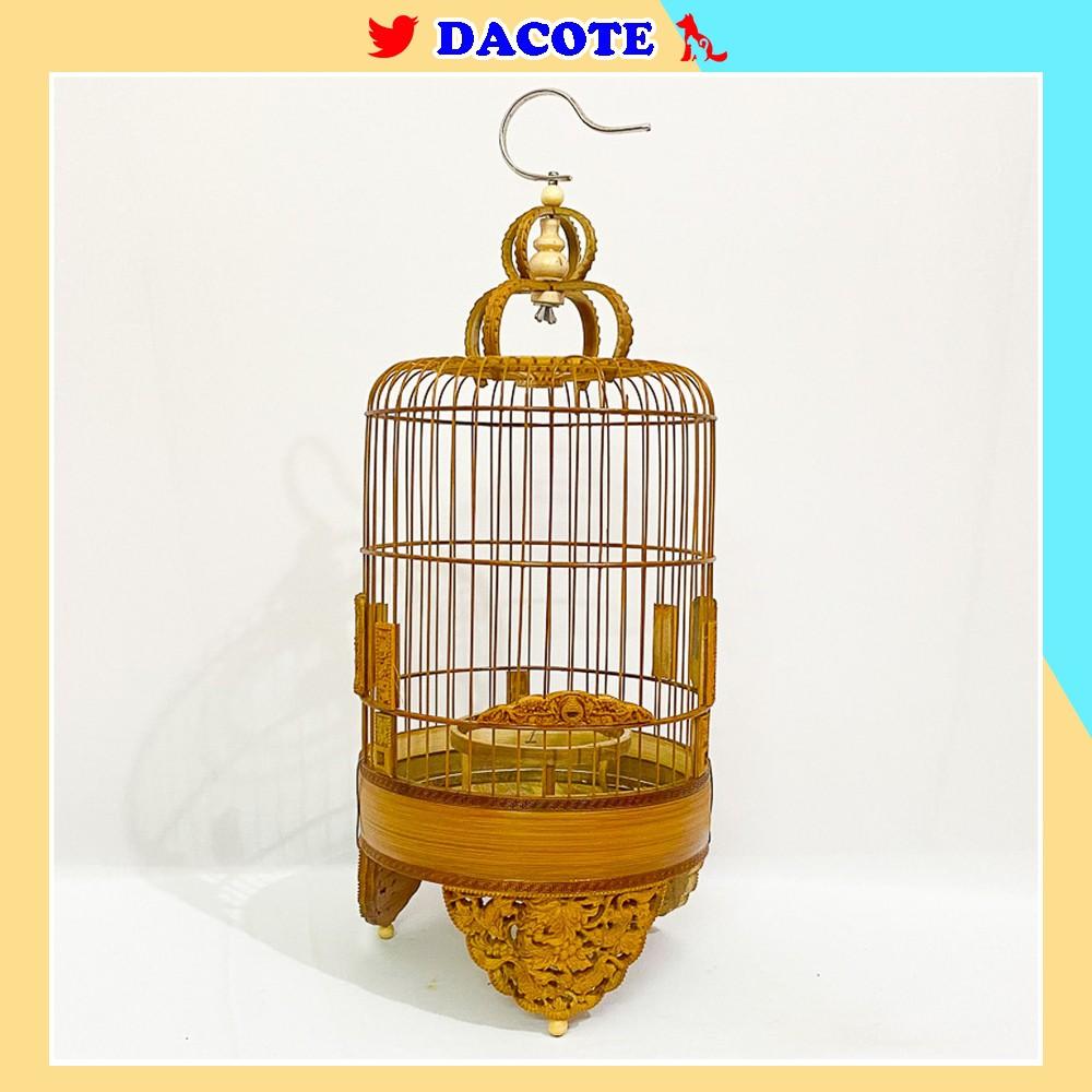 Lồng chim khuyên đục chân cao cấp chất liệu trúc già siêu đẹp kèm móc