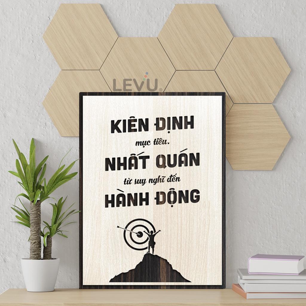 Tranh tường phòng làm việc LEVU LV132 "Kiên định mục tiêu, nhất quán từ suy nghĩ đến hành động"