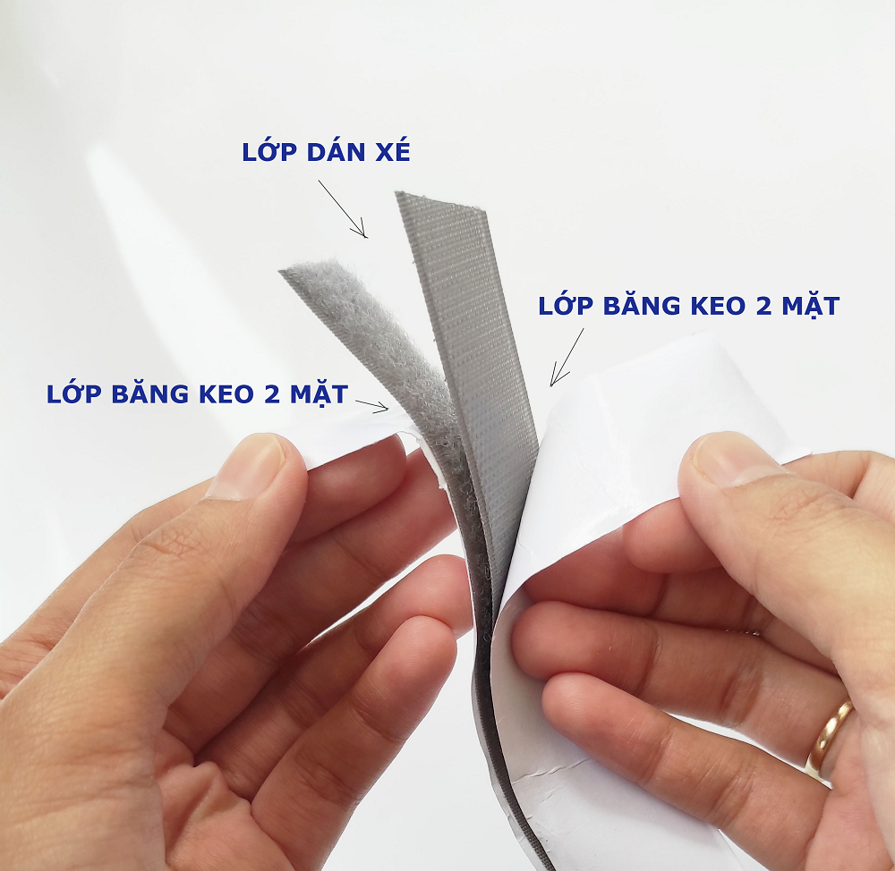 Miếng dán xé có keo bản 2.5cm, velcro tape/ khóa nhám (1 set)