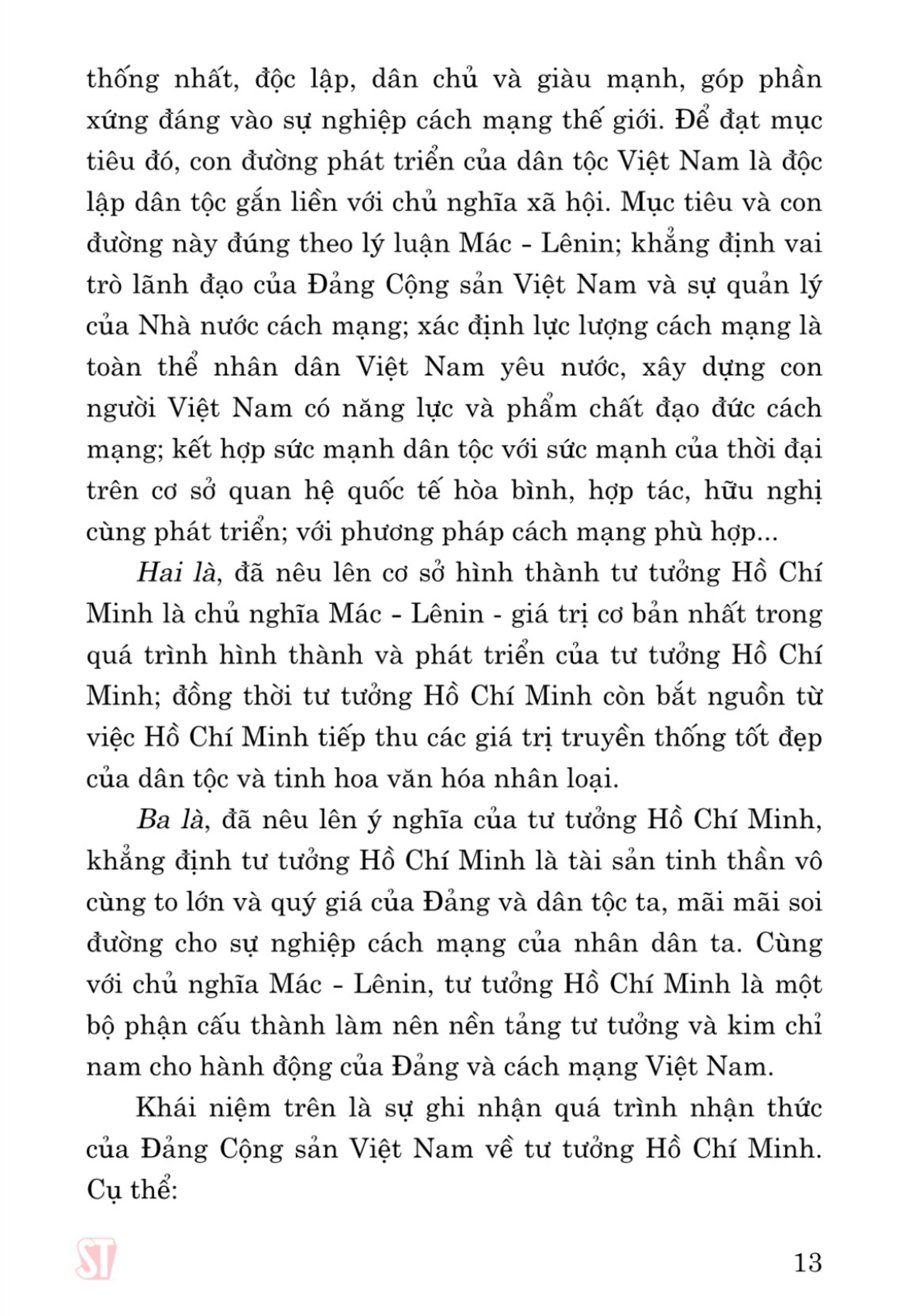 Giáo trình Tư tưởng Hồ Chí Minh (Dành cho bậc đại học hệ không chuyên lý luận chính trị) - bản in 2024