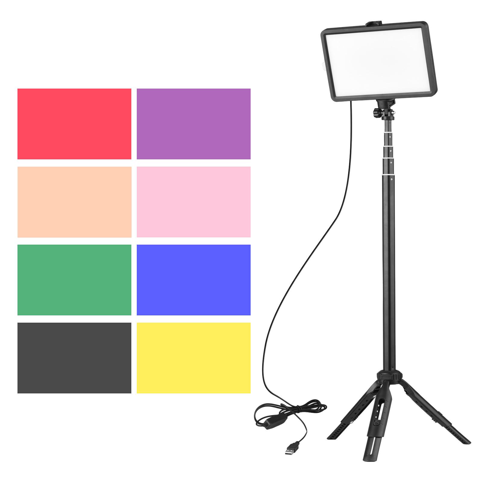 USB LED Video Light Kit Conference Light with 1 * LED Fill Light 3200K-5600K + 1 * Extendable Tripod + 8 * Color Filters