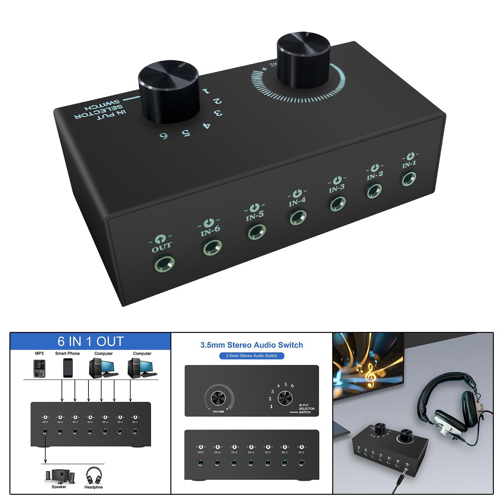 Audio Switch 3.5mm Audio Switcher Lightweight Portable for Headphone PC