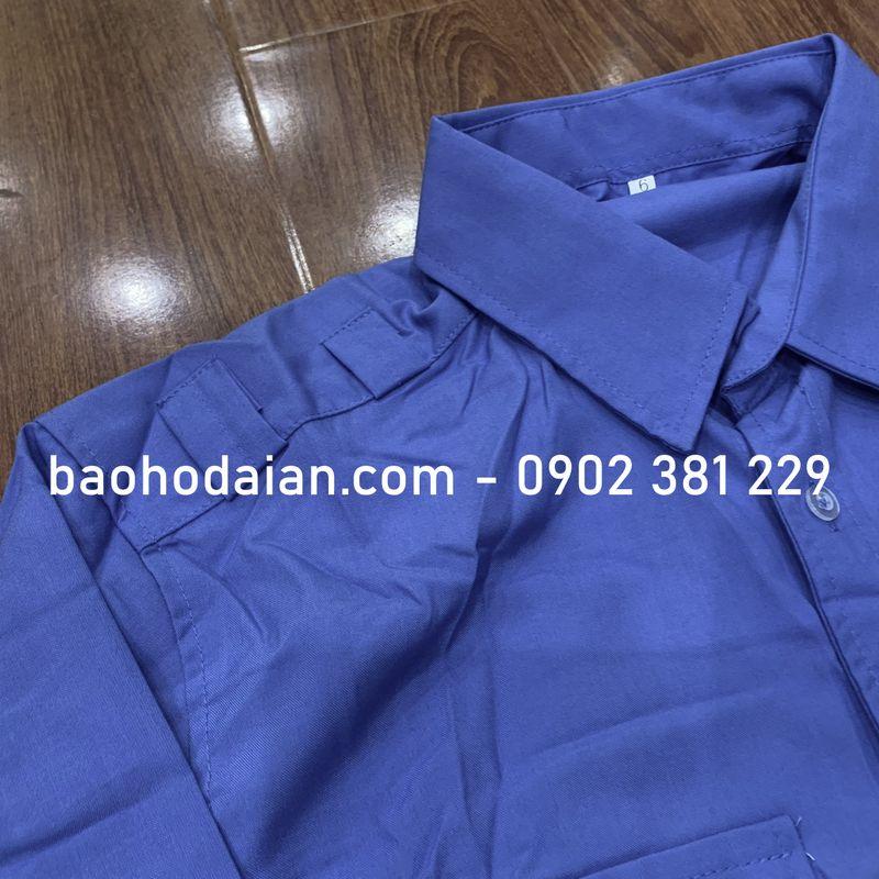 - Áo sơ mi bảo vệ màu xanh dương vải Kate Fo siêu mát - hình thật