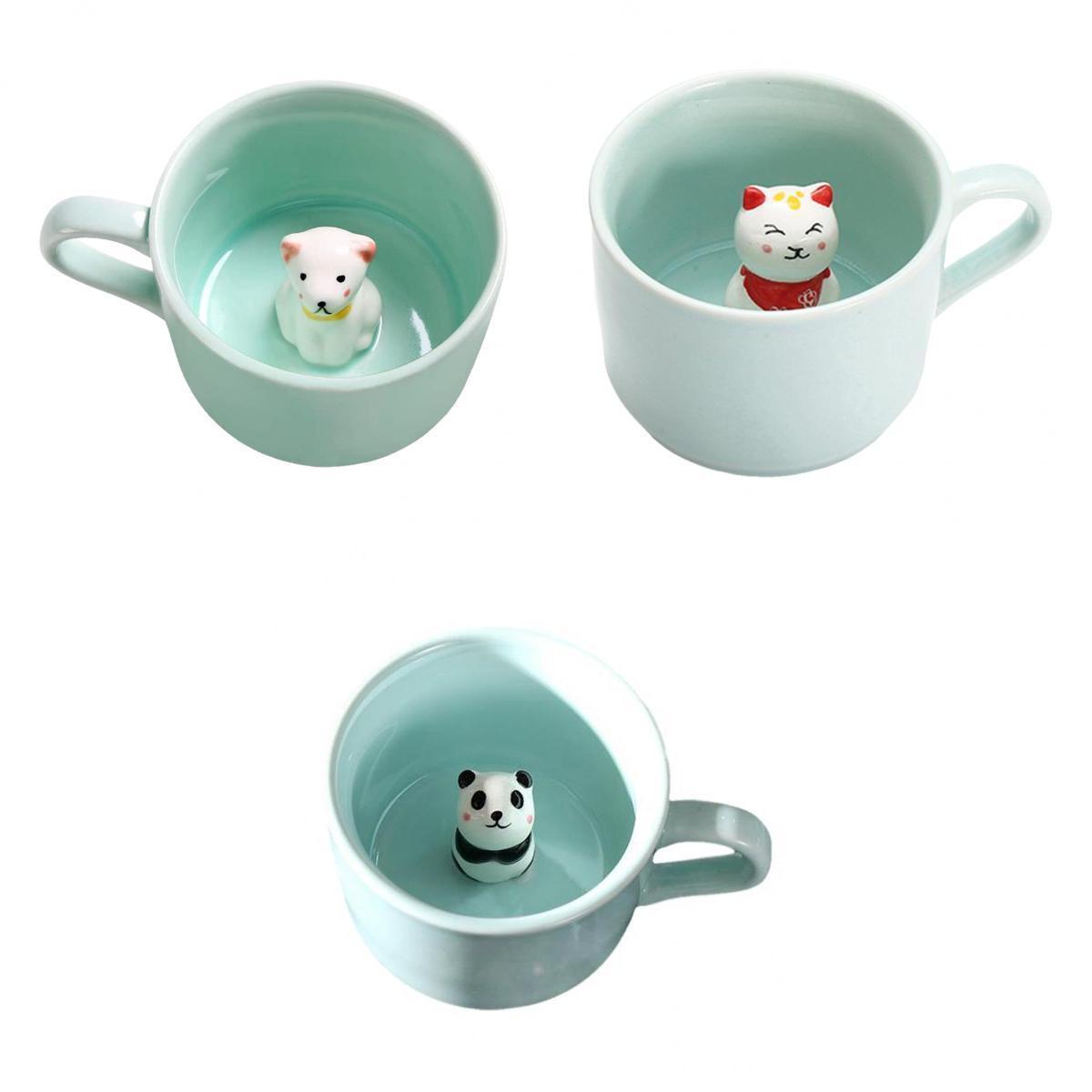 3 Pcs Coffee Mug Cartoon Ceramic Hand Painted Milk Tea Cup Gifts for Kid