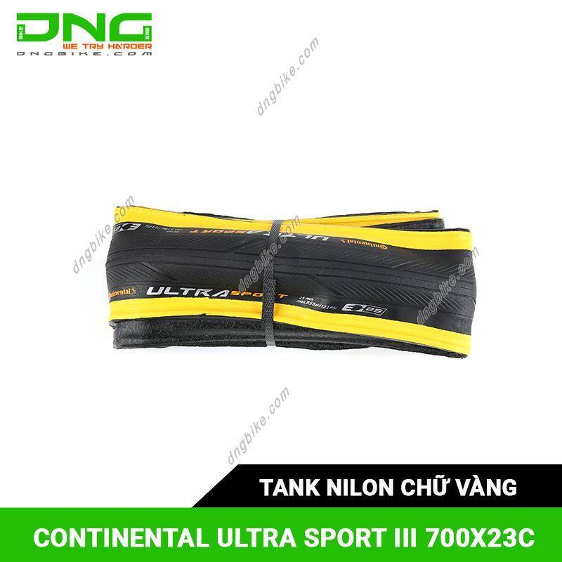 Lốp xe đạp CONTINENTAL ULTRA SPORT III 700x23c Tank nilon chữ vàng