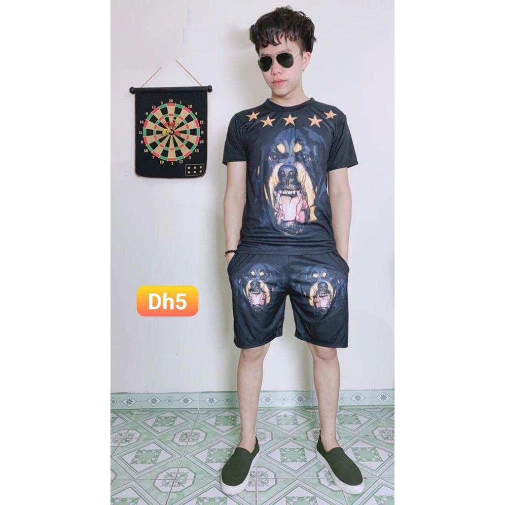 Bộ Nam Hè In Hình 3d Cao Cấp Chất Thun Lạnh Co dãn 4 chiều