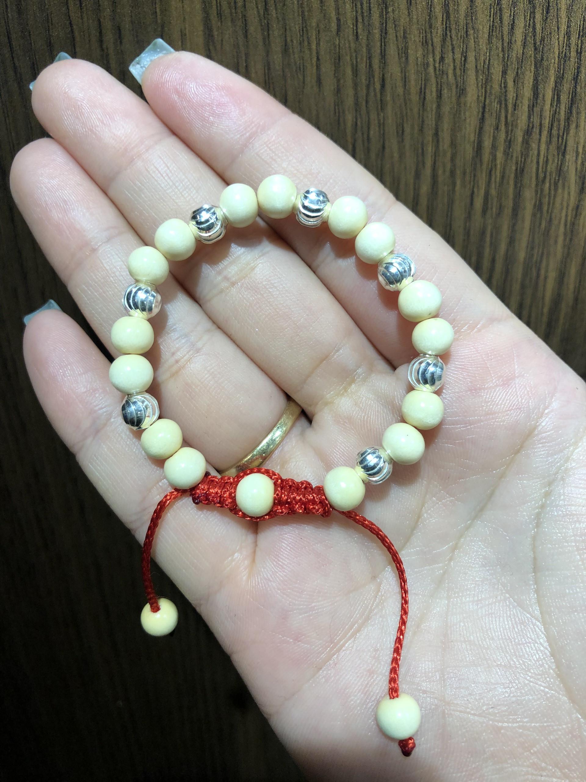 Vòng Dâu Tằm 7 Bi Bạc Cho Bé Trai