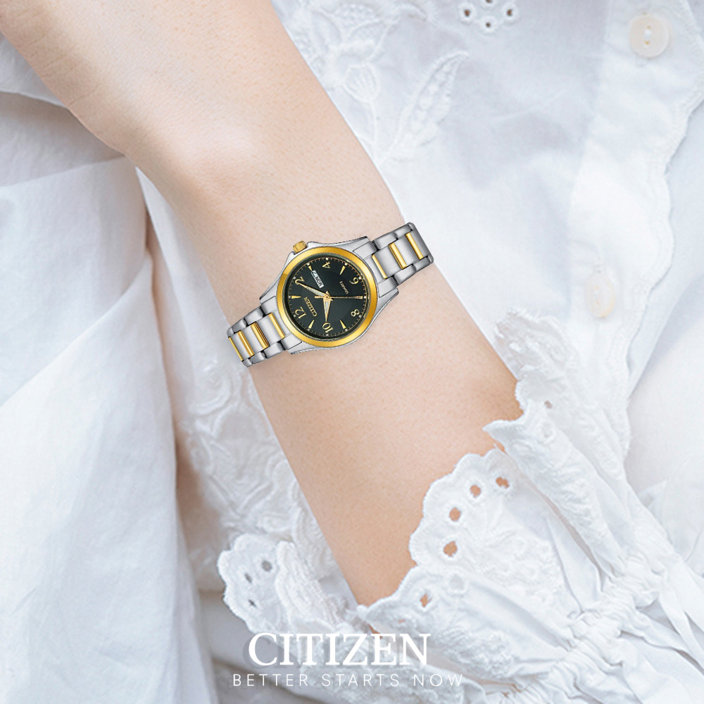 Đồng Hồ Nữ Citizen Pin-Quartz Dây Thép Không Gỉ EQ0614-52E - Mặt Đen (27.5mm)