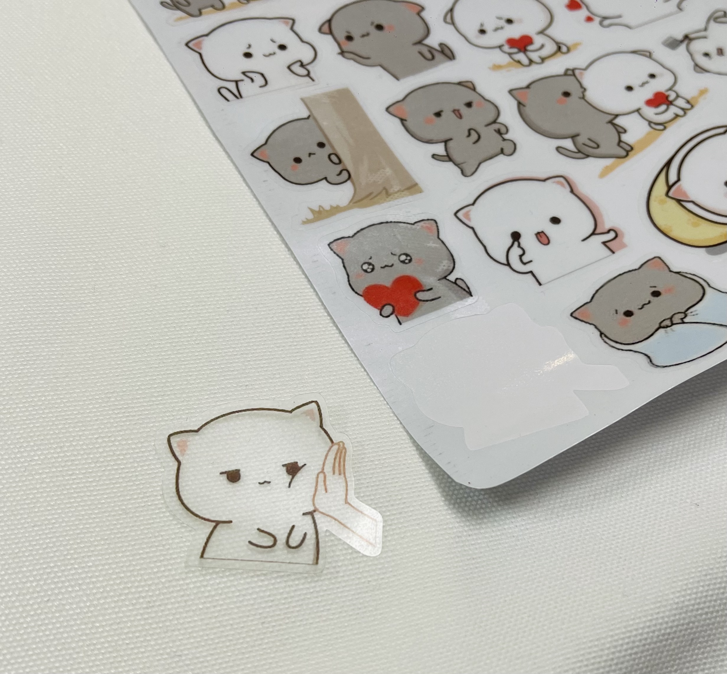 Sticker mèo Mochi trong suốt 30-60 hình khác nhau/ hình dán Mochi mèo cute trong suốt