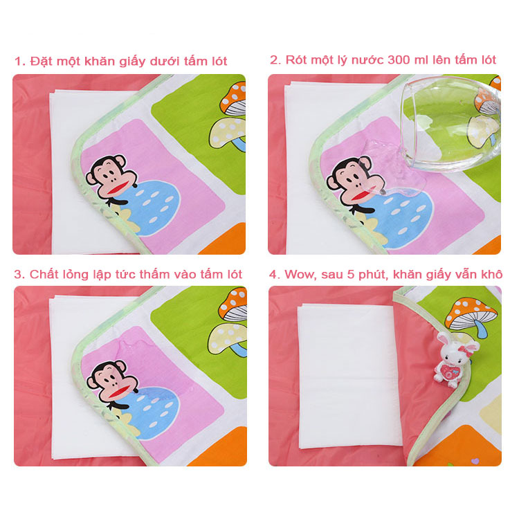 Tấm lót chống thấm cỡ lớn thoáng khí, tiện lợi, an toàn cho bé