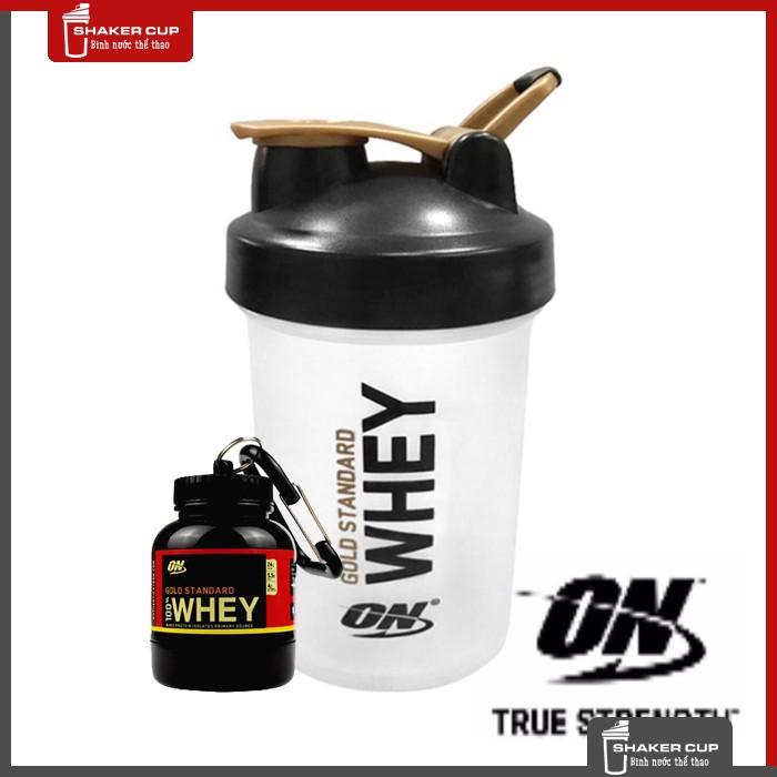 Combo 2 sản phẩm bình lắc shake bottle 500ml và hộp đựng whey ishake protein funnel
