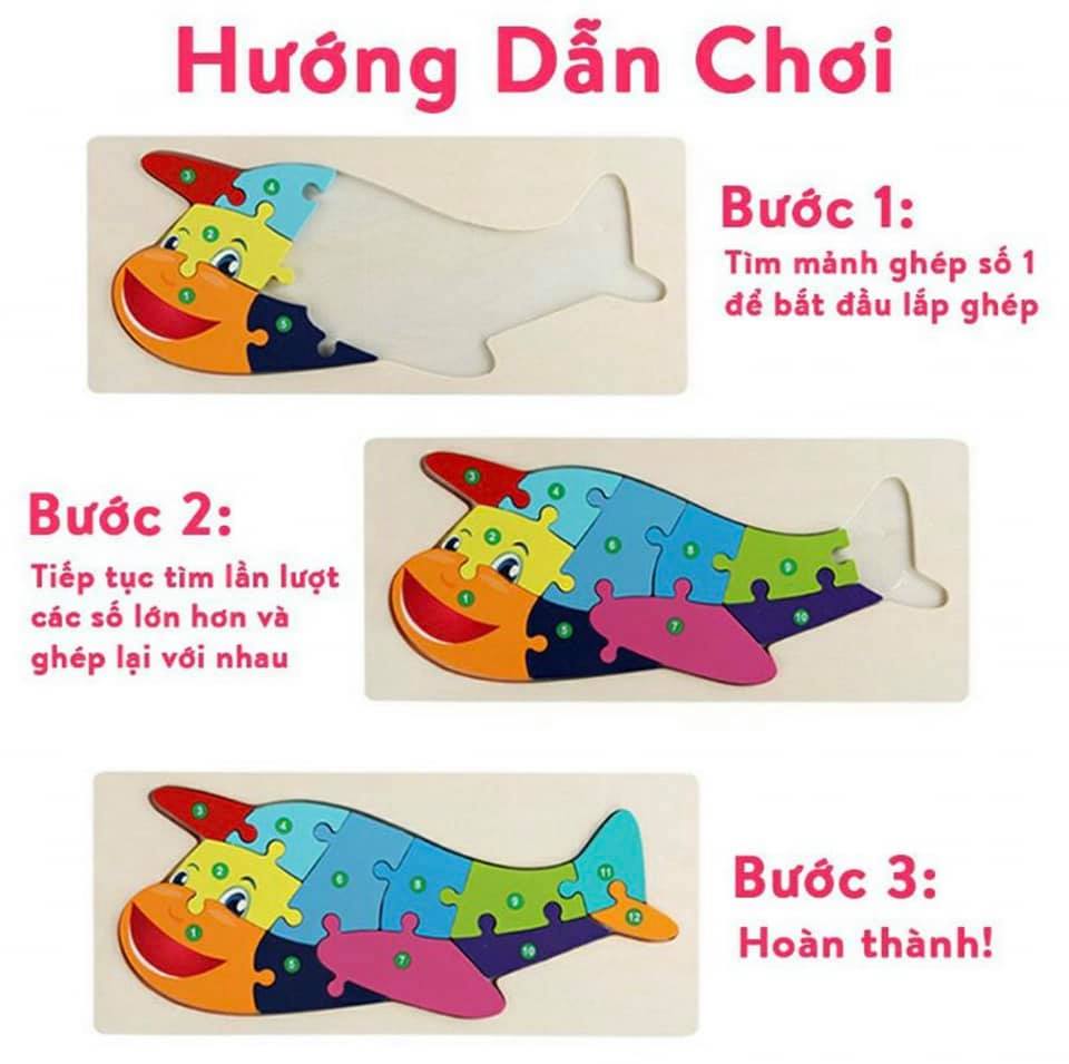 Đồ chơi ghép hình gỗ nổi cho bé học số đếm cực dễ- Xếp hình tranh ghép gỗ cho bé phát triển tư duy