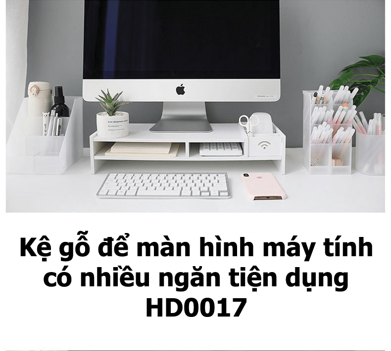 Kệ gỗ để màn hình máy tính có nhiều ngăn tiện dụng HD00017 - 1984