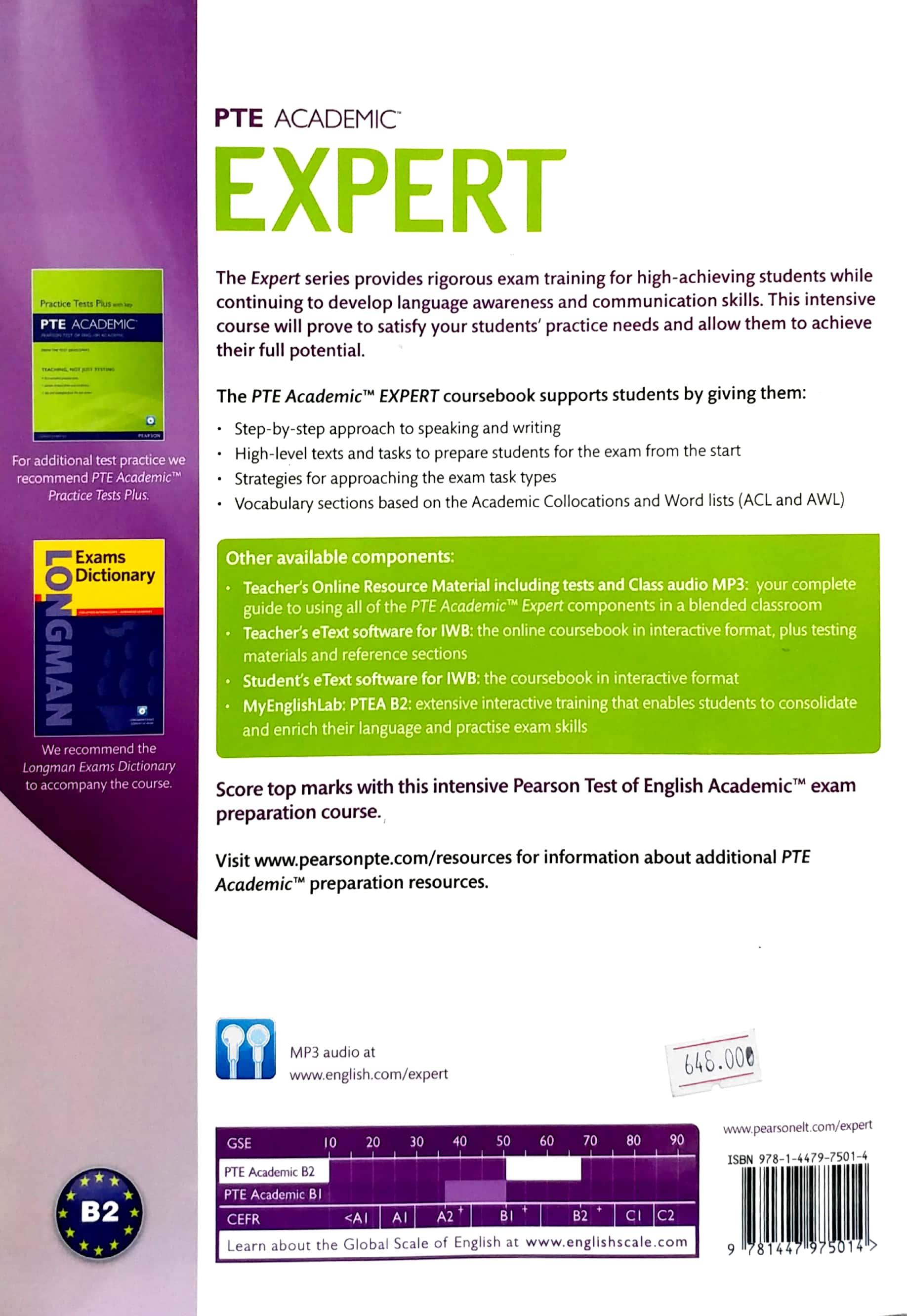 Expert Pearson Test of English Academic B2 Standalone Coursebook