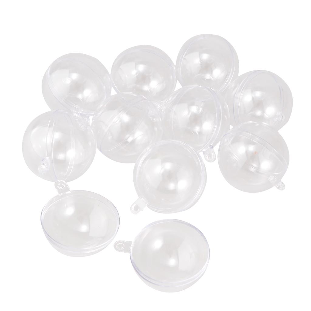 10pcs Clear Plastic Fillable Ball Ornaments Christmas Candy Box Crafts