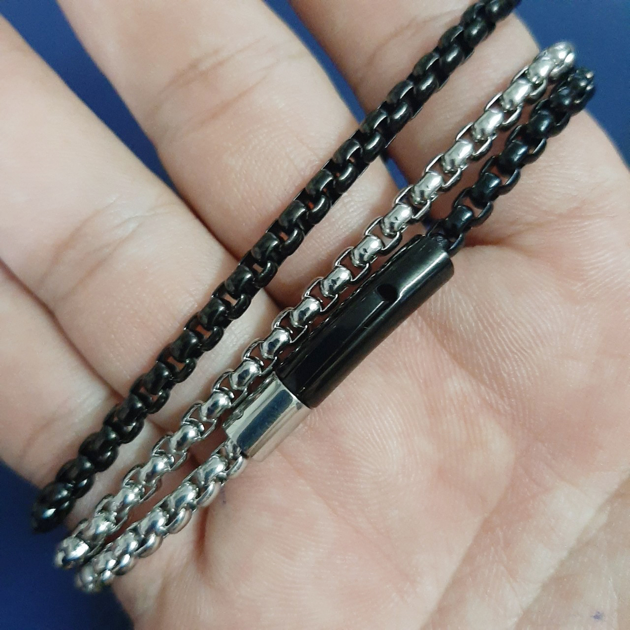 Dây chuyền inox kiểu bông dừa khít khóa vip 2 màu đen, trắng  siêu đẹp, độc và lạ, nhiều size dễ chọn